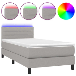 Vidaxl Box spring postelja z vzmetnico LED svetlo siva 80x200 cm blago