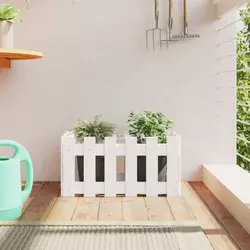 Vrtna sadilica s izgledom ograde bijela 60x30x30 cm od borovine