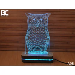 Black Cut 3D Lampa Sova, Svetloplava