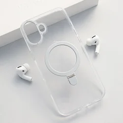 Maska za iPhone 16 Berlia Clear Bracket Magnetic srebrna