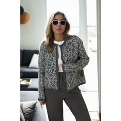 61353 Dewberry Leopard Patterned Cardigan-ANTHRACITE