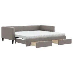 Vidaxl Izvlečna dnevna postelja s predali taupe 100x200 cm blago