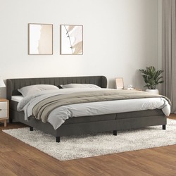 vidaXL Box spring postelja z vzmetnico temno siva 200x200 cm žamet