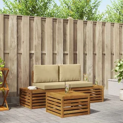Set vanjskih sofa s jastukom Prirodna i bež 59 x 59 x 37 cm