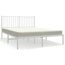 Vidaxl Kovinski posteljni okvir z vzglavjem bel 140x200 cm