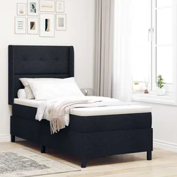 LED Box Spring Krevet s uzglavljem Crna 90 x 200 cm tkanina