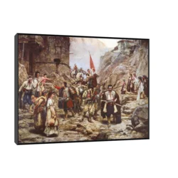 Canvas Slika na platnu Povratak čete crnogoraca iz boja, Paja Jovanović, Sa ramom, 100 x 75 cm, Crni