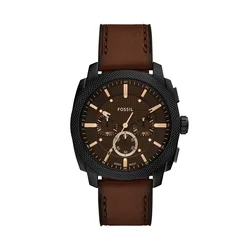 FOSSIL Analogna ura MACHINE  kostanj rjava / črna