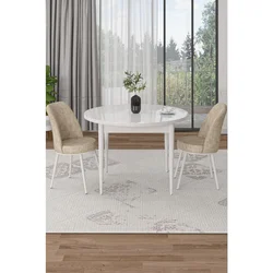 Hanah Home trpezarijski set Tor, sto i 2 stolice, bela ploča, krem tkanina Babyface
