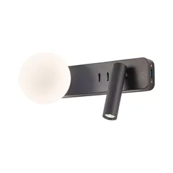 Redo 01-2994 - LED zidno svetlo OASIS LED/3W/230V+1xG9/10W USB CRI 90 crna