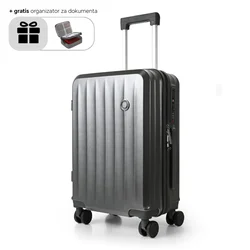 Tripmates ručni kofer (kabinski) 55 cm svetlosivi + gratis organizator za dokumenta – sa USB punjačem/ držačem za piće i dodatnom kukom + gratis organizatorom za dokumenta
