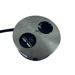 VTIČNICA VGRADNA TWIST 1*ŠUKO 1*USB INOX