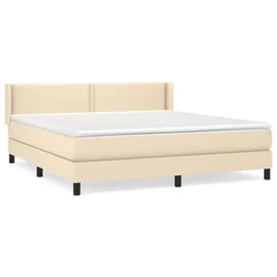 Vidaxl Box spring postelja z vzmetnico krem 180x200 cm blago