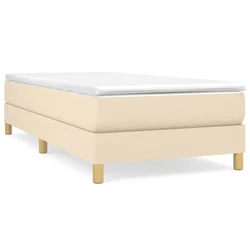 Vidaxl Box spring postelja z vzmetnico krem 90x200 cm blago