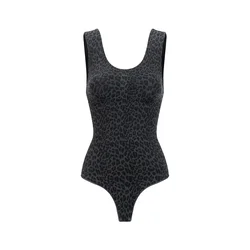 cfab Oblikovanje postave Tank Bodysuit Sculpting Shapewear mit String črn denim