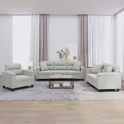 3-dijelni set sofa s jastucima svjetlosivi od mikrovlakana