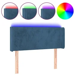 Vidaxl LED posteljno vzglavje temno modro 83x16x78/88 cm žamet