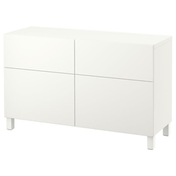BESTA Komb.odlaganje s vratima/fiokama, bela/Lappviken/Stubbarp bela, 120x42x74 cm