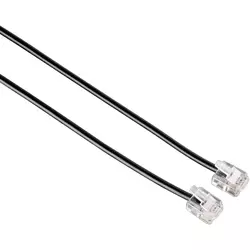 HAMAModularni kabel, modularni moški konektor 6p4c na modul. moški kon. 6p4c, 10 m, črn