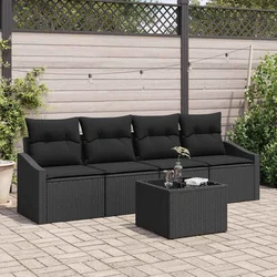 Set sofe s jastukom s jastukom 5 pcs Crna poliratan