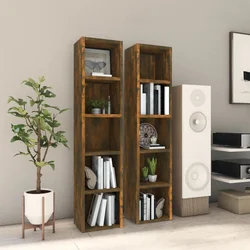 Ormarići za CD-ove 2 kom dimljeni hrast 21x16x93,5 cm drveni