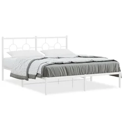 Vidaxl Kovinski posteljni okvir z vzglavjem bel 150x200 cm