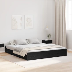 Krevet s ladicama Crni hrast 200 x 200 cm Konstruirano drvo