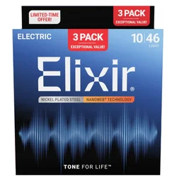 Elixir 16567 Nanoweb 10-46 3-Pack Strune za električno kitaro