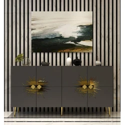 Hanah Home Konzola Nida KB150, 150x75x35 cm, Antracit-zlatne boje