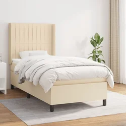 shumee Box spring postelja z vzmetnico krem 100x200 cm blago
