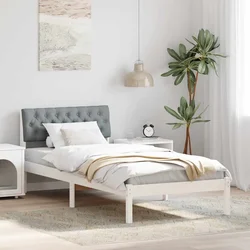 Okvir kreveta s uzglavljem Bijela i svijetlosiva 90 x 190 cm