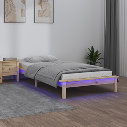 vidaXL LED posteljni okvir 75x190 cm 2FT6 trden les