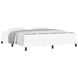 Vidaxl Konstrukcija postelje z vzmetnico Bela 180 x 200 cm blago