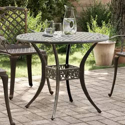 Vrtni stol brončani O 90 x 75 cm od lijevanog aluminija