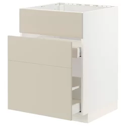 METOD / MAXIMERA Pod.element sudop. i 3front/2fioke, bela/Havstorp bež, 60x60 cm