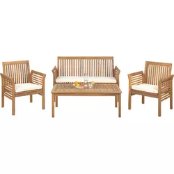 BAŠTENSKI SET  drvo, tekstil prirodna boja, boja tikovine