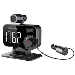 XWAVE FM transmiter za kola Bluetooth LCD/mp3/wma/wav/flac/2X USB/punjenje QC3.0+5V/2.4A /Handsfree crni