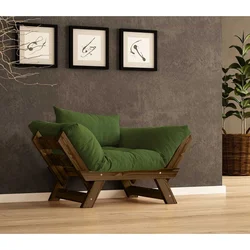 Hanah Home Baštenska sofa sa jednim sedištem i jastukom, Orah i zelena
