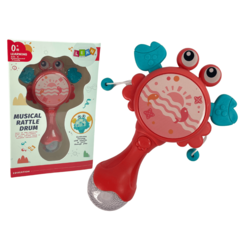 Lean-toys Otroška boben ropotuljica Rakec, rdeča