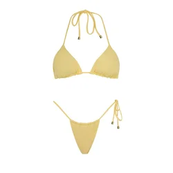 Acuarela Brand Bikini Rio Triangle Bikini Set pastelno rumena