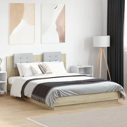Okvir kreveta s uzglavljem LED boja hrasta sonome 140 x 200 cm