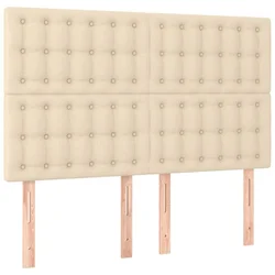 Vidaxl Vzglavje postelje kremne barve 144x5x118/128 cm blago