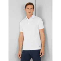 Hackett London za moške. HM563279 Polo Plavalni trak za plavanje bela (M), Priložnostno, Bombaž, Kratek rokav