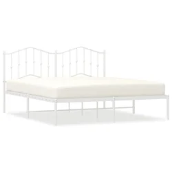 Vidaxl Kovinski posteljni okvir z vzglavjem bel 160x200 cm