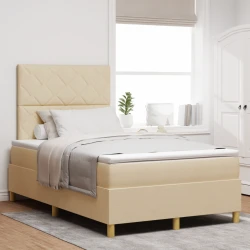 LED Box Spring Krevet s uzglavljem Krema 120 x 200 cm tkanina