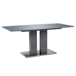 vidaXL Jedilna miza visok sijaj siva 180x90x76 cm MDF