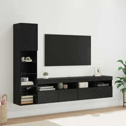 TV zidna jedinica Zidne 4 pcs Crni hrast Konstruirano drvo