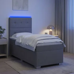 vidaXL Postelja boxspring z vzmetnico Svetlo siva 100 x 200 cm Blago