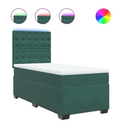 Vidaxl Box spring postelja z vzmetnico temno zelen 90x190 cm žamet