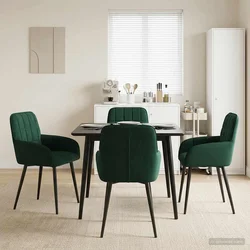 Trpezarijske stolice 4 pcs Baršun Tamnozelena 57 x 50 x 85 cm